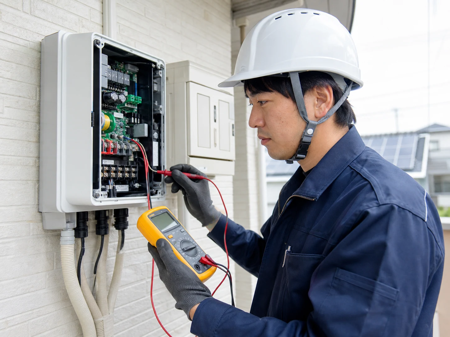 パワコンを測定する技術者のイメージ